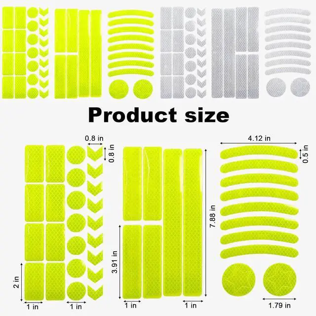 Alt view image 2 of 5 - 2 Set High-Visibility Reflective Stickers Bike Stickers,Reflector Tape Durable Waterproof Safety Decals for Bicycles, Helmets & Outdoor Gear (White/Yellow)