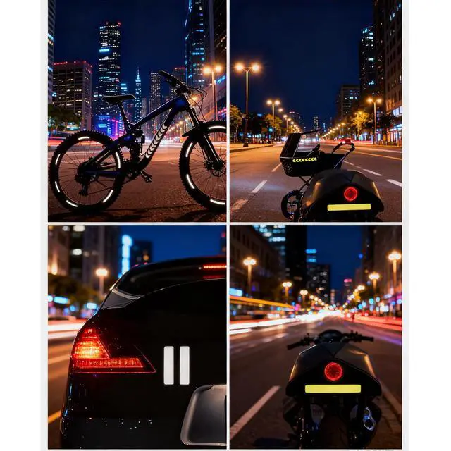 Alt view image 5 of 5 - 2 Set High-Visibility Reflective Stickers Bike Stickers,Reflector Tape Durable Waterproof Safety Decals for Bicycles, Helmets & Outdoor Gear (White/Yellow)
