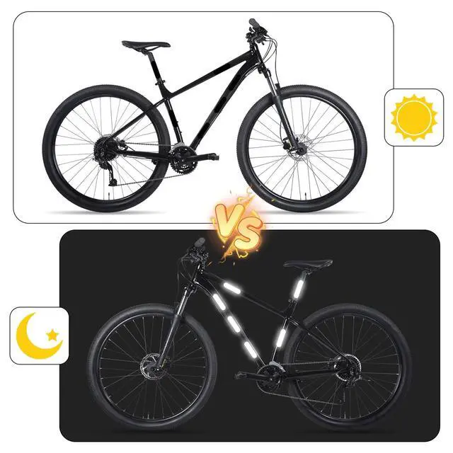 Alt view image 3 of 6 - 20Pcs Black Reflective Stickers, Motorcycle Helmet Safety Stickers, Night Visibility Safety Reflective Tape for Bicycle, Outdoor (7x1.8cm)