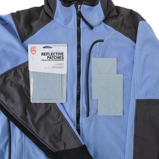 Alt view image 2 of 7 - Tenacious Tape Reflective Patches for Safety, Apply Pre-Cut Shapes for Adding High-Visibility to Jacket, Bike, Shoes and Outdoor Gear, Silver, Various Sized Patches