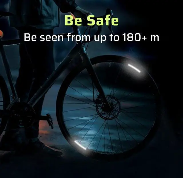 Alt view image 5 of 7 - Reflective Wheel Rim Stickers - 16 Pcs Reflective Decals, 720+ Candle Power Wheel Reflectors for Bike | Bikes & Helmets, Wheel Rim Use, Scooter Compatible, Safety Stickers, Retroreflective