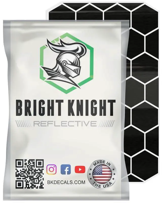 Alt view image 2 of 7 - Hexagon Reflective Stickers for Helmet, Black | Motorcycle Helmet Stickers, 3M Waterproof Reflective Vinyl Tape for Hard Hats, Cars, and Bike Decals for Night Visibility