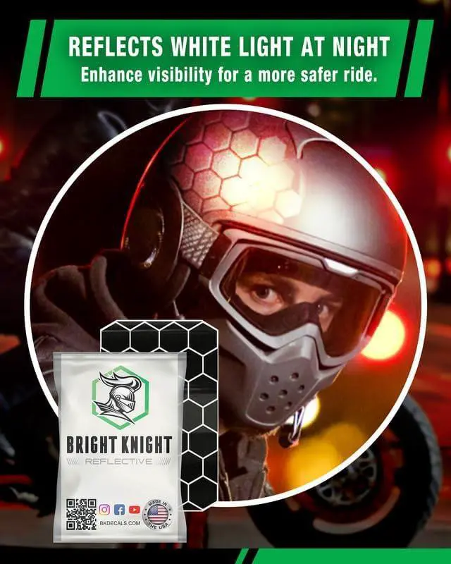 Alt view image 3 of 7 - Hexagon Reflective Stickers for Helmet, Black | Motorcycle Helmet Stickers, 3M Waterproof Reflective Vinyl Tape for Hard Hats, Cars, and Bike Decals for Night Visibility