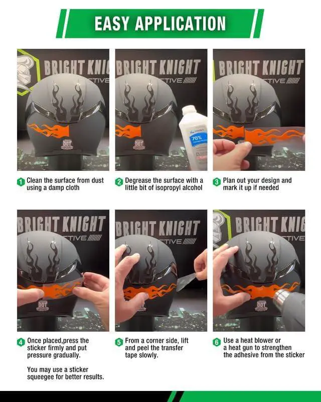 Alt view image 5 of 7 - Hexagon Reflective Stickers for Helmet, Black | Motorcycle Helmet Stickers, 3M Waterproof Reflective Vinyl Tape for Hard Hats, Cars, and Bike Decals for Night Visibility