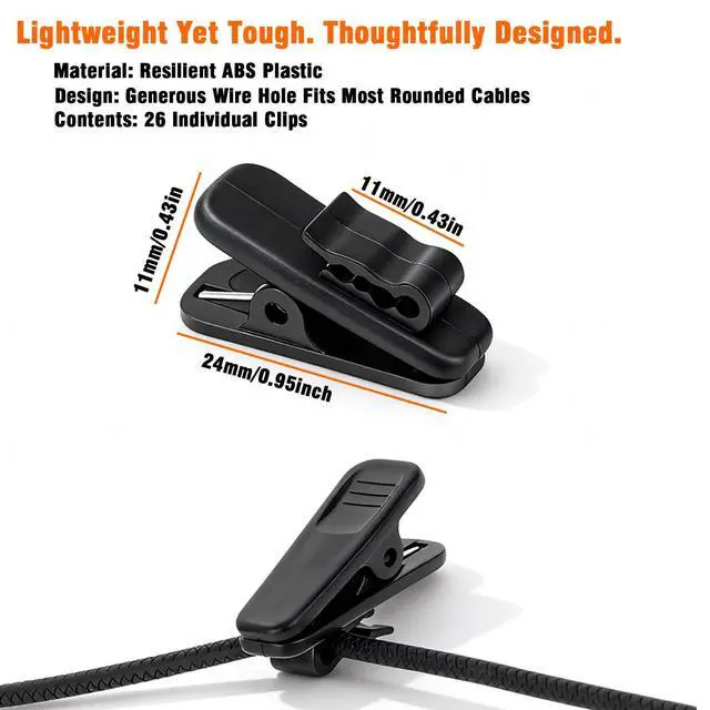 Alt view image 2 of 6 - 26 Pack Headphone Cable Clips, Anti-Slip Wire Holder for Earphone, Microphone, Earbud Cords - Clip to Shirt, Collar for Tangle-Free Music & Calls During Exercise, Work, Office