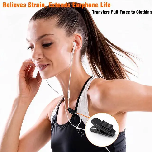Alt view image 3 of 6 - 26 Pack Headphone Cable Clips, Anti-Slip Wire Holder for Earphone, Microphone, Earbud Cords - Clip to Shirt, Collar for Tangle-Free Music & Calls During Exercise, Work, Office
