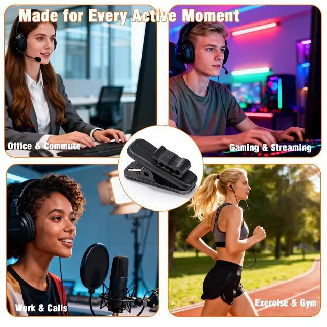 Alt view image 5 of 6 - 26 Pack Headphone Cable Clips, Anti-Slip Wire Holder for Earphone, Microphone, Earbud Cords - Clip to Shirt, Collar for Tangle-Free Music & Calls During Exercise, Work, Office
