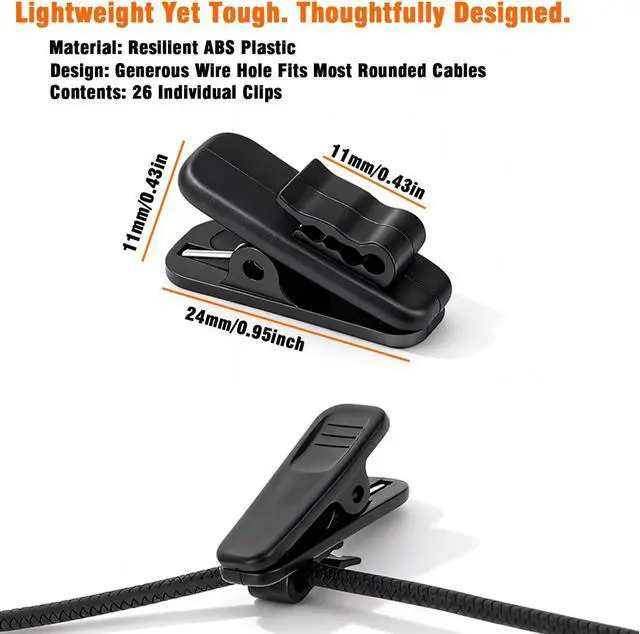 Alt view image 2 of 6 - 26Pcs Headphone Cable Clips, Small Cord Management Clips for Earphones & Microphones Secure & Organize 1.5mm-2.5mm Round Wires, Ideal for Sports, Office, Travel, and Daily Use