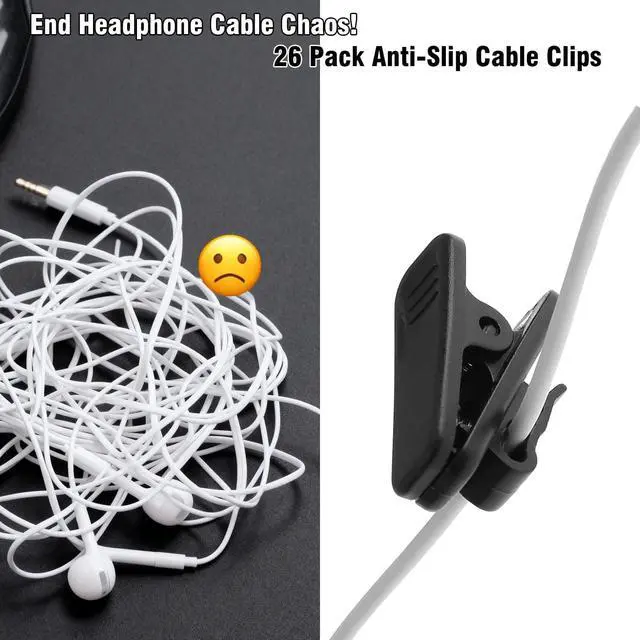 Alt view image 4 of 6 - 26Pcs Headphone Cable Clips, Small Cord Management Clips for Earphones & Microphones Secure & Organize 1.5mm-2.5mm Round Wires, Ideal for Sports, Office, Travel, and Daily Use