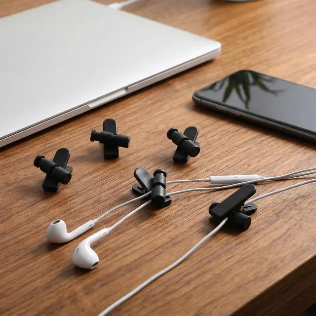 Alt view image 7 of 7 - 6 Pack Headphone Wire Clips, Rotatable Wire Clips Cable Cord Clamp Hooks Collar Clothing Clip Earphone Winder Earbud Cable Clip Clamp Hooks to Keep Microphone Cord for 2-4mmDiameter Round