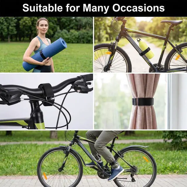Alt view image 5 of 7 - 4 PCS Black Bike Straps for Racks, Adjustable Bikes Wheel Stabilizer Strap, Bike Rack Straps with Durability Hook Bicycle Strap for Car Transportation and Wall Mount Storage, Camping Equipment