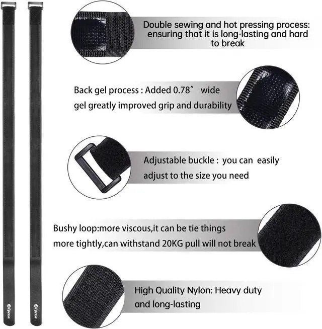 Alt view image 2 of 7 - Bike Rack Strap Bike Wheel Stabilizer Straps, Stonger Grip with Gel, Adjustable Bicycle Straps, Bike Accessories, 2 Pack (Black)