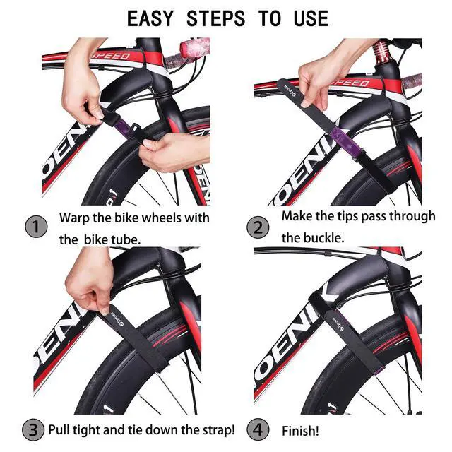 Alt view image 4 of 7 - Bike Rack Strap Bike Wheel Stabilizer Straps, Stonger Grip with Gel, Adjustable Bicycle Straps, Bike Accessories, 2 Pack (Black)