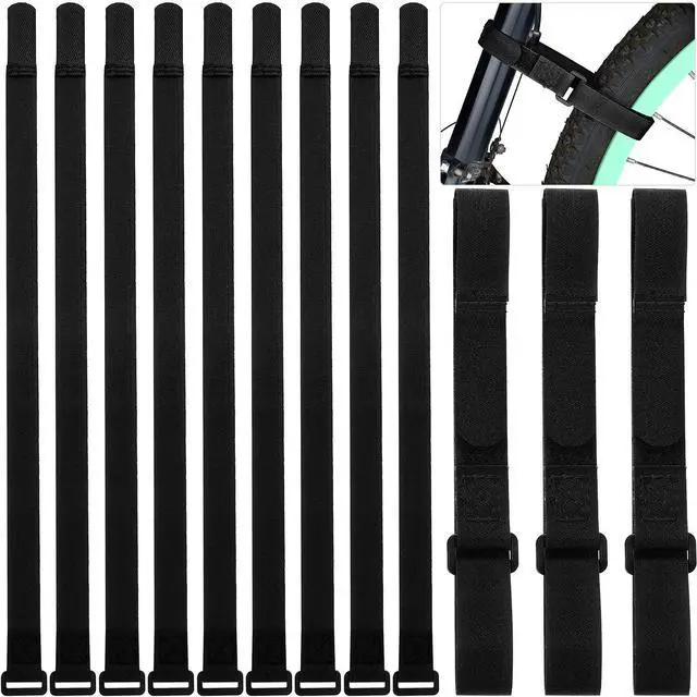 Main image of 12 Pieces Bike Rack Straps 23.6 Inches Adjustable Bike Cinch Straps Wheel Stabilizer Bicycle Accessories for Transporting Bicycles(Black)