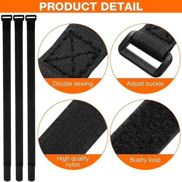 Alt view image 3 of 7 - 12 Pieces Bike Rack Straps 23.6 Inches Adjustable Bike Cinch Straps Wheel Stabilizer Bicycle Accessories for Transporting Bicycles(Black)