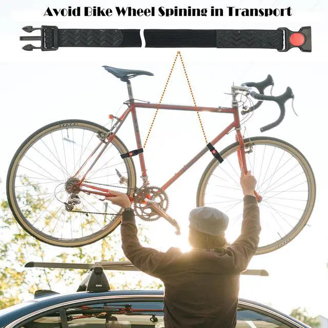 Alt view image 5 of 7 - 2 Pcs Bike Wheel Stabilizer Straps Anti-Slip Adjustable Fastening Tie Down Straps Reusable Versatile Hook & Loop Securing Straps