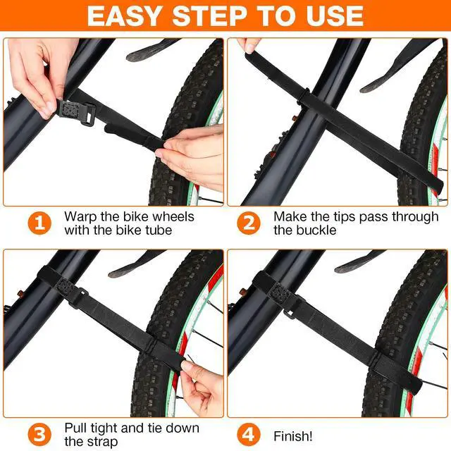 Alt view image 6 of 7 - 12 Pieces Bike Rack Straps 23.6 Inches Adjustable Bike Cinch Straps Wheel Stabilizer Bicycle Accessories for Transporting Bicycles(Black)