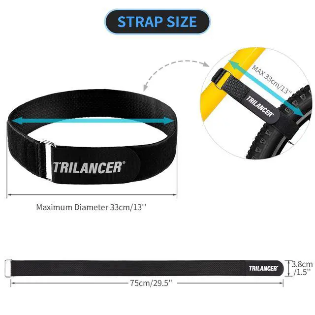Alt view image 2 of 6 - Bike Rack Straps, 4-Pack Bike Wheel Stabilizer Strap 29.5''x1.5'' | Adjustable Strap with Hook and Loop for Car and Wall Mount, for Transportation and Storage.