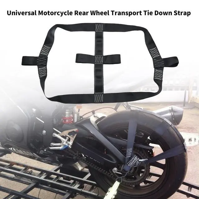 Alt view image 2 of 7 - Motorcycle Rear Wheel Tie Down Strap Motorcycle Transport Belt Wear Resistance in Black