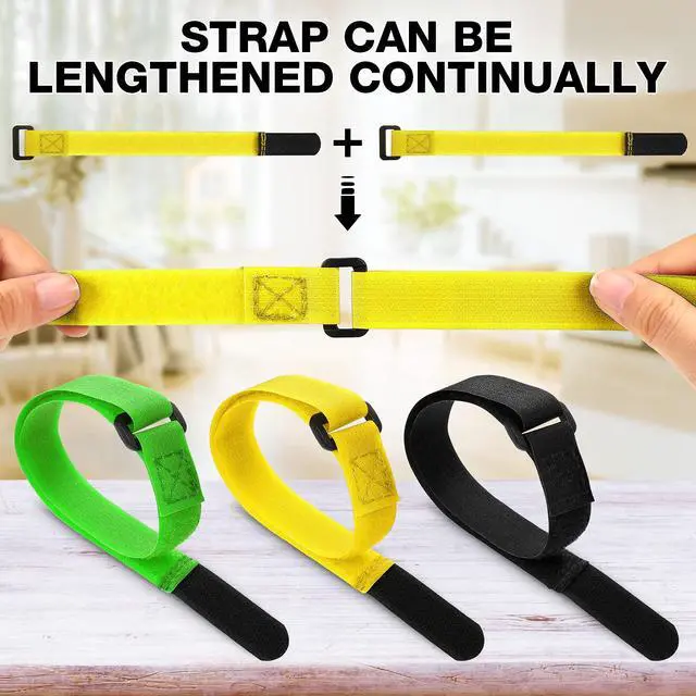 Alt view image 4 of 7 - 12 Pieces Bike Rack Straps 23.6 Inches Adjustable Bike Cinch Straps Wheel Stabilizer Bicycle Accessories for Transporting Bicycles(Black, Green, Yellow)