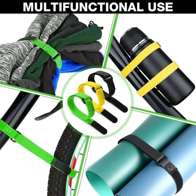 Alt view image 7 of 7 - 12 Pieces Bike Rack Straps 23.6 Inches Adjustable Bike Cinch Straps Wheel Stabilizer Bicycle Accessories for Transporting Bicycles(Black, Green, Yellow)