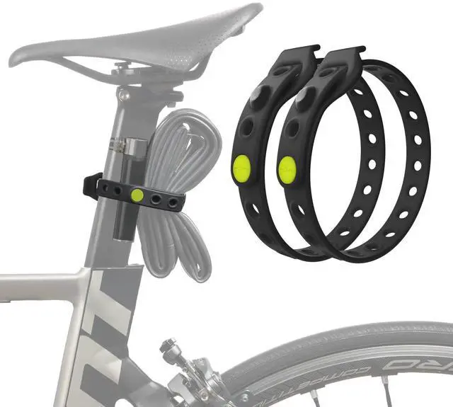 Main image of Bike Strap Lite (2 Packs), Bicycle Rack & Wheel Stabilizer Straps | 15" Connectable Silicone Straps, Scratch-Free & Washable, Secure Bikes for Transport & Storage, Pant Leg Bands & Cycling Gear