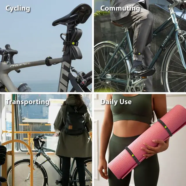 Alt view image 6 of 6 - Bike Strap Lite (2 Packs), Bicycle Rack & Wheel Stabilizer Straps | 15" Connectable Silicone Straps, Scratch-Free & Washable, Secure Bikes for Transport & Storage, Pant Leg Bands & Cycling Gear