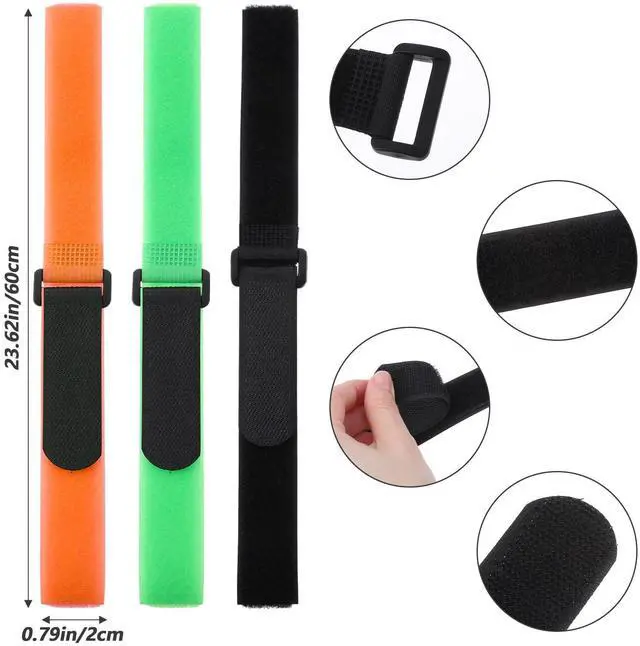 Alt view image 2 of 7 - 6 Pcs Bike Rack Straps, 60 × 2 cm Adjustable Bicycle Wheel Stabilizer Straps with Hook, Bicycle Tie Downs Road Bike Weel Accessories for Camping Equipment Yoga Mats (Black, Green, Orange)
