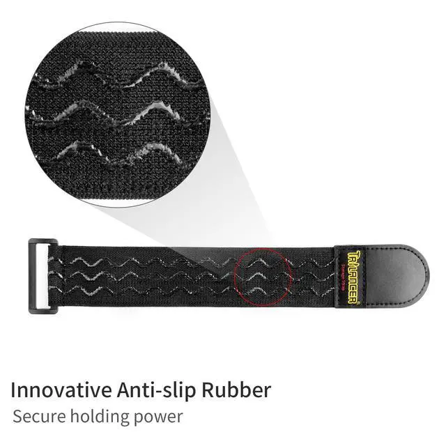 Alt view image 2 of 7 - Elastic Cinch Straps with Anti-Slip Strips, 12'' x 2'' (8 Pack) | Heavy Duty Multipurpose Hook and Loop Straps for Extension Cords, Cables, Ropes, Hoses, Bikes, Pant Garters