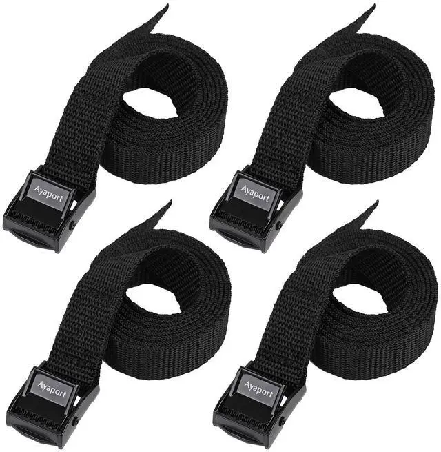 Main image of Lashing Straps with Buckles Adjustable Cam Buckle Tie Down Cinch Strap for Packing Black 4 Pack