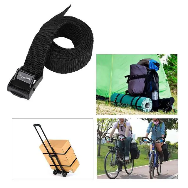 Alt view image 6 of 6 - Lashing Straps with Buckles Adjustable Cam Buckle Tie Down Cinch Strap for Packing Black 4 Pack