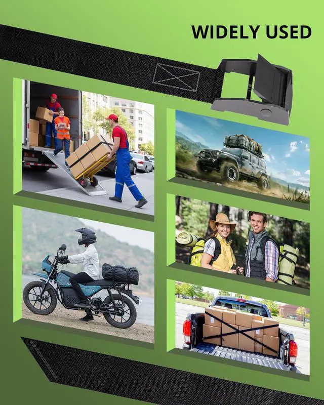 Alt view image 7 of 7 - Lashing Straps with Buckles, 0.75'' x 48'' Tie Down Straps Ratchet | Adjustable Cam Buckle Pull Luggage Straps Cinch Strap for Packing Cargo Trucks Motorcycle Kayak Bike Rack Black 4 Pack