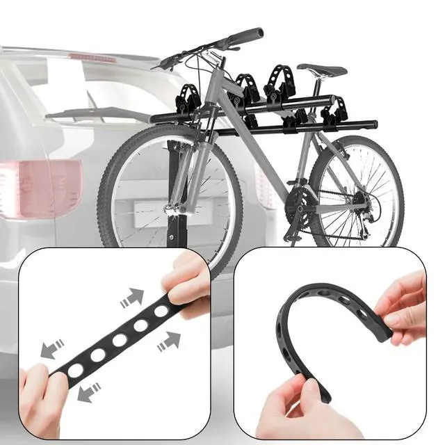 Alt view image 4 of 7 - 12 Pieces Rubber Bike Rack Straps, Bicycle Wheel Strap Replacement | Bike Cradle Carrier Wheel Stabilizer Strap with Holes for Outdoor Activities Car Rack, Cradle Tie Down