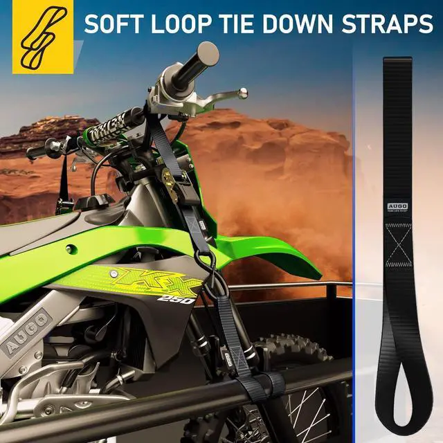 Alt view image 5 of 6 - Soft Loop Tie Down Straps - 1,500 Load Capacity & 4,500 Lbs Breaking Strength - 6 Pack - Loops for Securing ATV, UTV, Motorcycles, Scooters, Dirt Bikes, Lawn & Garden Equipment