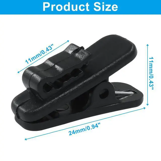 Alt view image 2 of 5 - Earphone Wire Clips, 12 Pack, Black | Durable Microphone Mount, Clothing Clips for Headset Cords, Ideal for Phone, Earphones, and Walkie-Talkies