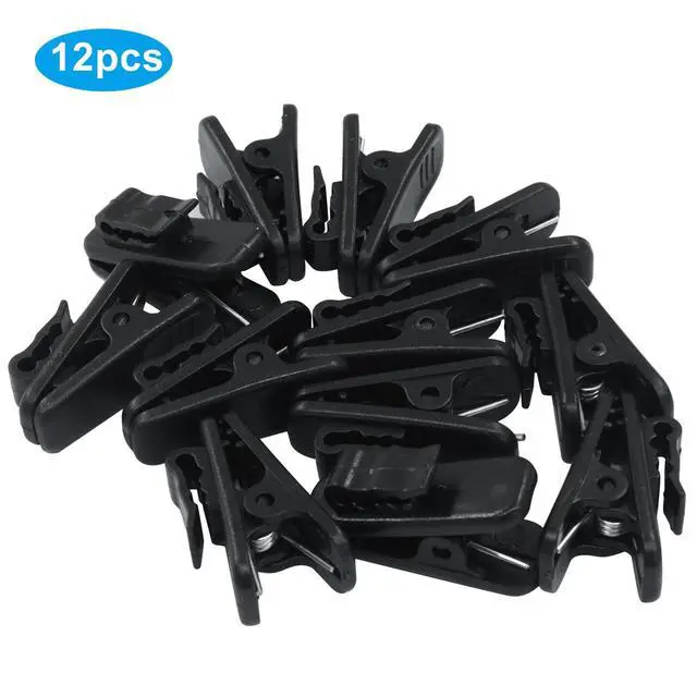 Alt view image 5 of 5 - Earphone Wire Clips, 12 Pack, Black | Durable Microphone Mount, Clothing Clips for Headset Cords, Ideal for Phone, Earphones, and Walkie-Talkies