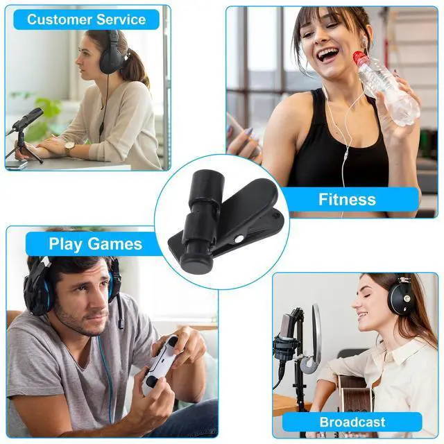 Alt view image 4 of 7 - 5 Pack Headset Cord Clip Headphone Wire Clips Earbud Cable Clips Black Earphone Cable Cord Clamp Hooks Collar Clothing Clip, Fixed Cables on The Clothes, for 2-4mm Wire