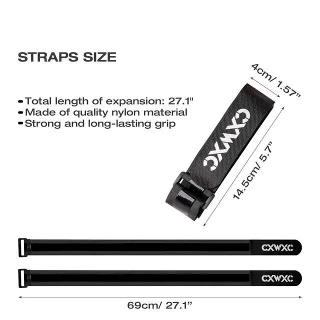 Alt view image 3 of 6 - Bike Rack Straps - 2 PCS Adjustable Bike Wheel Stabilizer Strap with Hook and Loop for Car and Wall Mount for Transportation and Storage (Straps 2PCS)