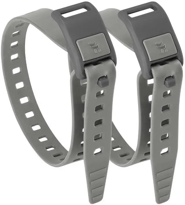 Main image of 2-Pack Stiff TPU Utility Straps, 80kgf for Bike Moto Ski | 8-Figure Lock, 360° Wrap, Rigid TPU,-40~140°F, Connectable, Grey