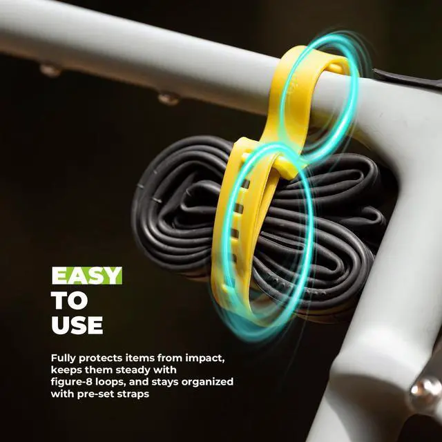 Alt view image 4 of 6 - 2-Pack Stiff TPU Utility Straps, 80kgf for Bike Moto Ski | 8-Figure Lock, 360° Wrap, Rigid TPU,-40~140°F, Connectable, Grey