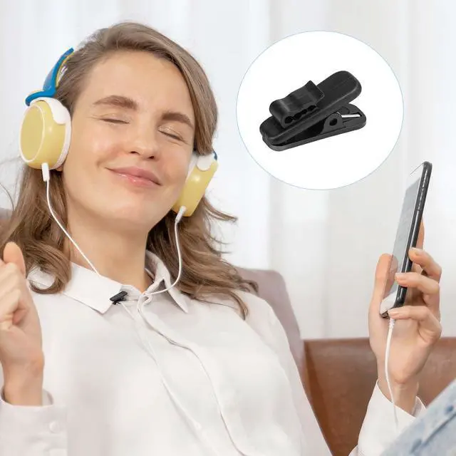 Alt view image 3 of 7 - 24 PCS Lapel Mic Clip, Headset Wire Clips for Earphone Wire, 1 Inch Length Small Earphone Wire Clip Black Headphone Mount Cable Clothing Clip Earbud Clip for Most Headset Wire Earphone
