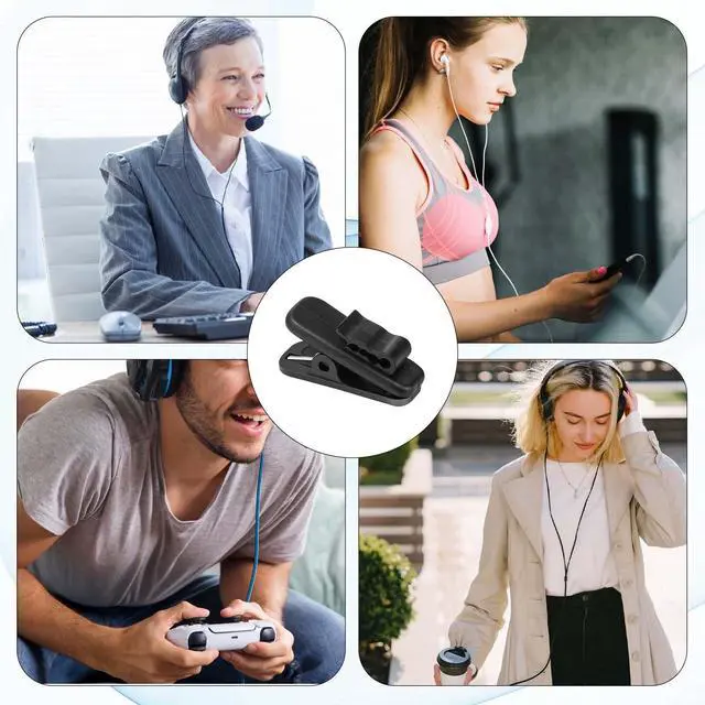 Alt view image 7 of 7 - 24 PCS Lapel Mic Clip, Headset Wire Clips for Earphone Wire, 1 Inch Length Small Earphone Wire Clip Black Headphone Mount Cable Clothing Clip Earbud Clip for Most Headset Wire Earphone