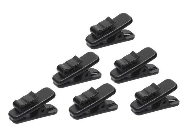 Main image of 1 Inch Length Small Earphone Wire Clips Headphone Mount Cable Clothing Clip Earbud Clip to Keep Earphone/Microphone Cord in Place for 1.5mm Wire Diameter Round Wire Earphones,6Pcs (Black)