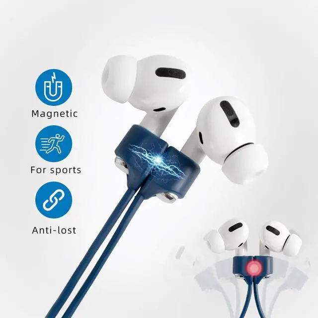 Alt view image 2 of 7 - Magnetic Anti-Lost Straps for AirPods,4 Pack Ultra Strong Magnetic AirPods Strap Anti-Lost Neck Rope Cord,Soft Silicone Sports Lanyard Compatible with AirPods 1&2/ Pro /2nd/3rd (Black/White/Grey/Blue)