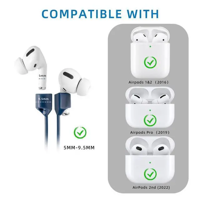 Alt view image 4 of 7 - Magnetic Anti-Lost Straps for AirPods,4 Pack Ultra Strong Magnetic AirPods Strap Anti-Lost Neck Rope Cord,Soft Silicone Sports Lanyard Compatible with AirPods 1&2/ Pro /2nd/3rd (Black/White/Grey/Blue)