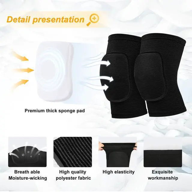 Alt view image 2 of 6 - Volleyball Knee Pads for Dancers, Soft Breathable Knee Pads for Men Women Kids Knees Protective, Knee Brace for Volleyball Football Dance Yoga Tennis Running Cycling Workout Climbing