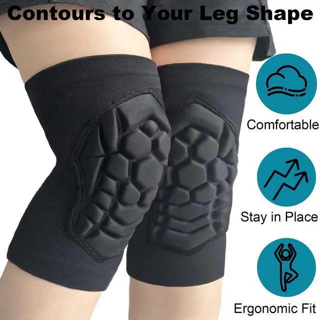 Alt view image 3 of 6 - Men Women Knee Pads for Volleyball, Soft Breathable Elastic Sleeve, Black L | Adult Wrestling Knee Protectors, Anti-Slip Knee Sleeve, Flexible Cushion, For Dancing, Bike, Soccer, Softball, Gardening