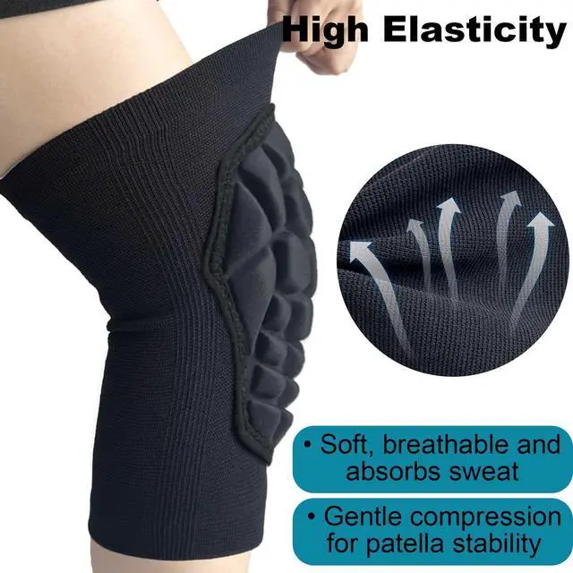Alt view image 4 of 6 - Men Women Knee Pads for Volleyball, Soft Breathable Elastic Sleeve, Black L | Adult Wrestling Knee Protectors, Anti-Slip Knee Sleeve, Flexible Cushion, For Dancing, Bike, Soccer, Softball, Gardening