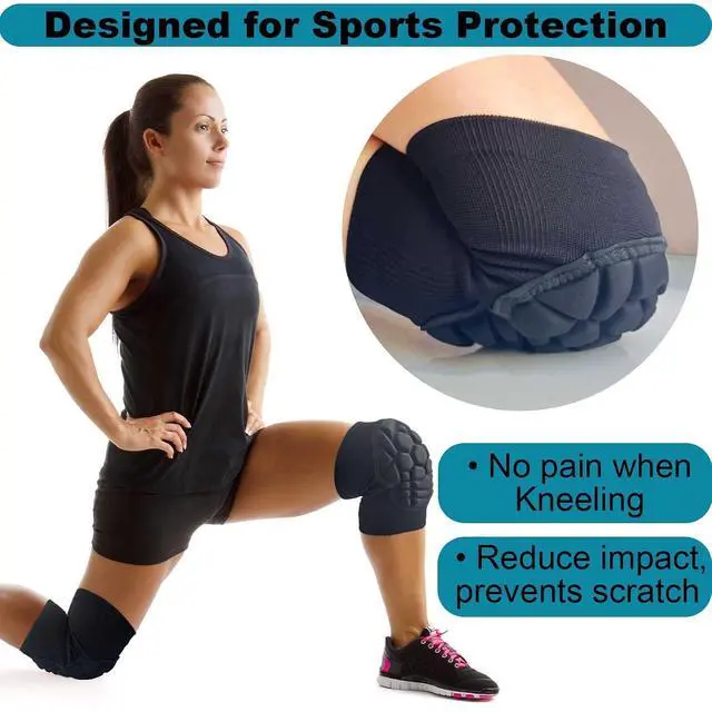 Alt view image 5 of 6 - Men Women Knee Pads for Volleyball, Soft Breathable Elastic Sleeve, Black L | Adult Wrestling Knee Protectors, Anti-Slip Knee Sleeve, Flexible Cushion, For Dancing, Bike, Soccer, Softball, Gardening