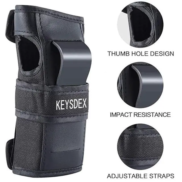 Alt view image 4 of 7 - Adult 6-in-1 Knee Pads Elbow Wrist Guards Impact Protective Gear | for Skateboarding,Roller Skating,Inline Skating,Cycling,BMX,Scooter Adjustable & Breathable,Black Large